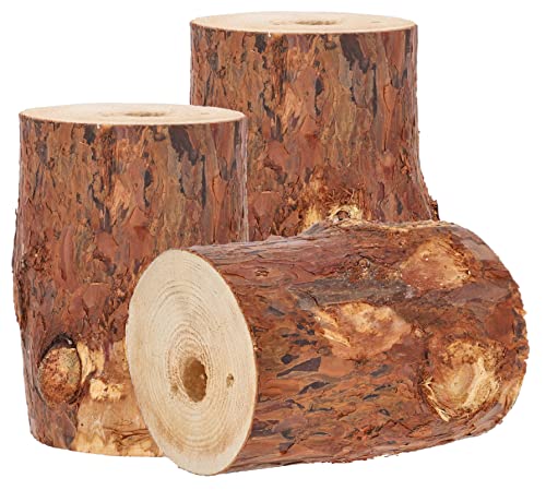 KOTARBAU® 3er Set Schwedenfeuer mit Anzünddocht Gartenfackel Gartenkerze in einem Holzklotz Holzschaum Holzfackel Grill Picknick Garten Standard Finnenfackel von KOTARBAU