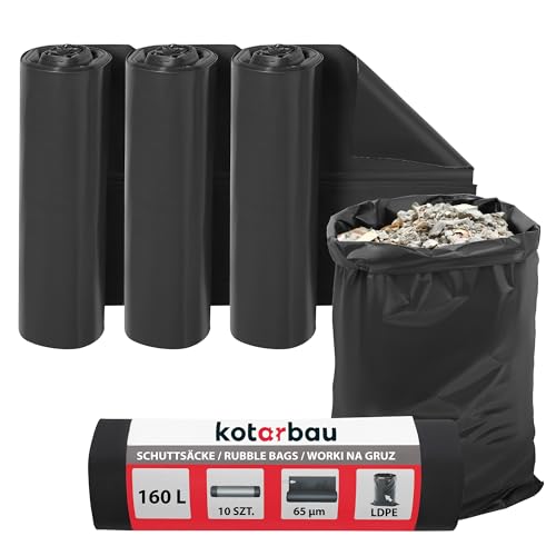 KOTARBAU® 3er Set Schwerlast Müllsäcke 160 L 90µm LDPE Bauschuttsäcke Abfallsäcke Extra Stark Große Müllsäcke Schwerlast Extra Stark 160 Liter Müllsäcke groß Schwerlastsack Säcke für Bauschutt Abfalls von KOTARBAU