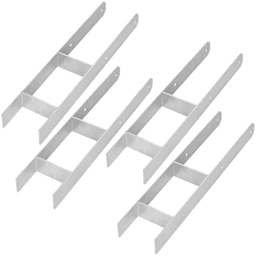 KOTARBAU® 4 STK. H-Pfostenträger zum Einbetonieren 120 mm/ 600mm H-Anker aus galvanisch verzinkter Stahl Silber Pfostenanker Balkenschuhe Stützenfuß Pfostenschuh mit Betonanker Stahlträger Stahlanker von KOTARBAU