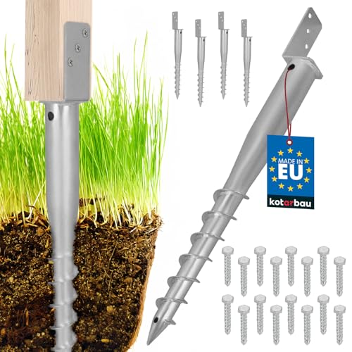 KOTARBAU® 4 STK. L Pfostenträger zum Einschrauben L 735mm verzinkter Stahl Einschlaghülse Einschlagbodenhülse Pfostensockel L-Bolzen Erdanker Erdungsspieß Anker Holzpfosten Pavillon-Zäune Gartenzaun von KOTARBAU