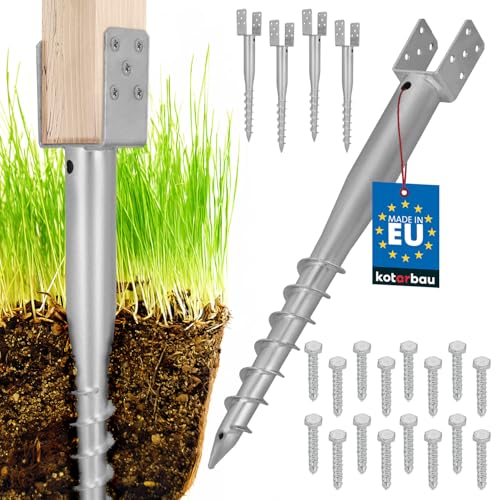 KOTARBAU® 4 STK. U Pfostenträger zum Einschrauben 70x700mm verzinkter Stahl Einschlaghülse Einschlagbodenhülse Pfostensockel U-Bolzen Erdanker Erdungsspieß Anker Holzpfosten Pavillon-Zäune Gartenzaun von KOTARBAU