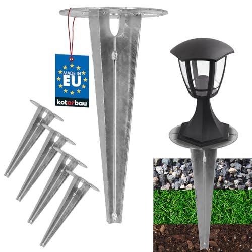 KOTARBAU® 4 Stk Erdspieß Einschlaghülse für Gartenbeleuchtung ⌀ 150mm verzinkt Stahl Erdungsspieß Bodenanker Erdanker Einschlagbare Bodenhalterung für Gartenlampen Einschlagbodenhülse Bodenhülse Anker von KOTARBAU