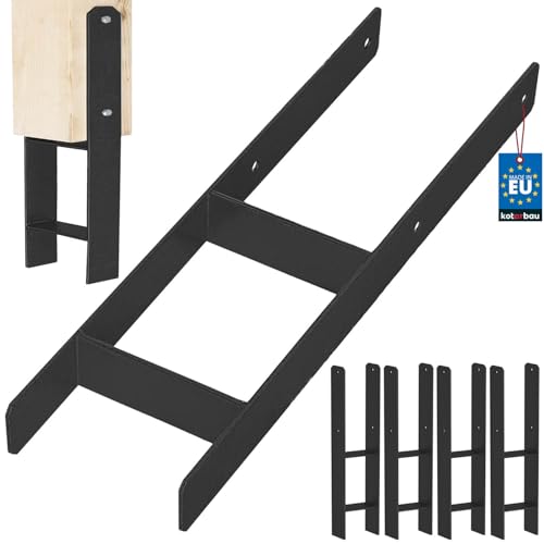 KOTARBAU® 4 Stk. H-Pfostenträger zum Einbetonieren 160mm/600mm aus verzinkter pulverbeschichteter Stahl Schwarz Pfostenanker Balkenschuhe Stützenfuß Pfostenschuh mit Betonanker Stahlträger Stahlanker von KOTARBAU