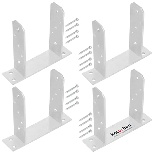 KOTARBAU® 4 Stk. Pfostenträger 140 mm TT Feuerverzinkt Stahl Pfostenträger zum Aufdübeln Betonanker für Pfosten Holzpfosten Pfostenschuh Pfostenanker Zaunpfosten Metall Bodenfuß für Vierkantholzpfoste von KOTARBAU