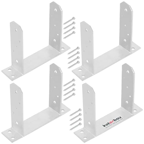 KOTARBAU® 4 Stk. Pfostenträger 160 mm TT Feuerverzinkt Stahl Pfostenträger zum Aufdübeln Betonanker für Pfosten Holzpfosten Pfostenschuh Pfostenanker Zaunpfosten Metall Bodenfuß für Vierkantholzpfoste von KOTARBAU