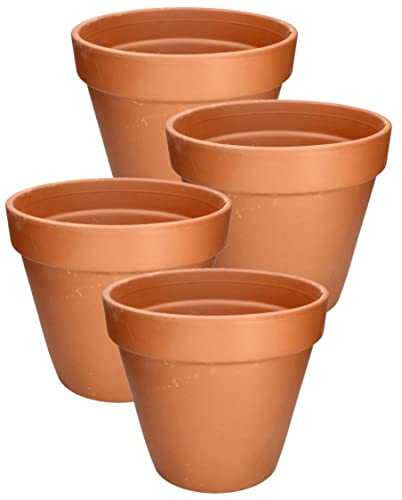 KOTARBAU® 4er Set Blumentopf aus Terrakotta ⌀ 11 cm Übertopf mit Rand für Innenräume und Gärten von KOTARBAU