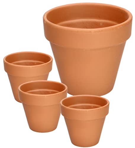 KOTARBAU® 4er Set Blumentopf aus Terrakotta ⌀ 13 cm Übertopf mit Rand für Innenräume und Gärten von KOTARBAU