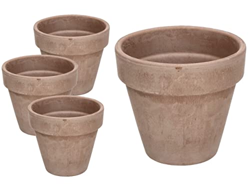 KOTARBAU® 4er Set Blumentopf aus Terrakotta Mokka ⌀ 11 cm Übertopf mit Rand für Innenräume und Gärten von KOTARBAU