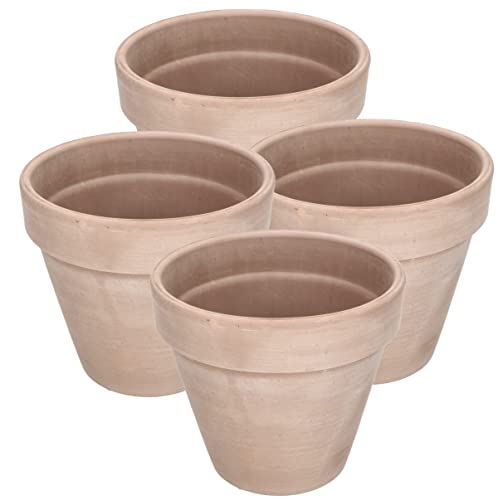 KOTARBAU® 4er Set Blumentopf aus Terrakotta Mokka ⌀ 15 cm Übertopf mit Rand für Innenräume und Gärten von KOTARBAU