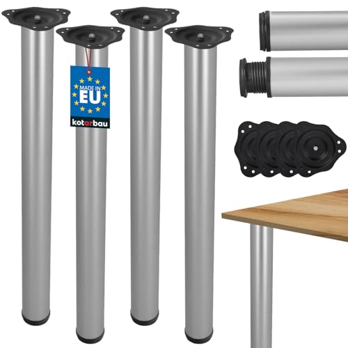 KOTARBAU® 4er Set Tischbeine Edelstahl Tischfuß 71-74,5 cm Tischgestell Möbelfüße Verstellbar Tischbein Tischfüße Tischbeine Höhenverstellbar Tischfuß Möbelfüße Silber Möbelfuß von KOTARBAU