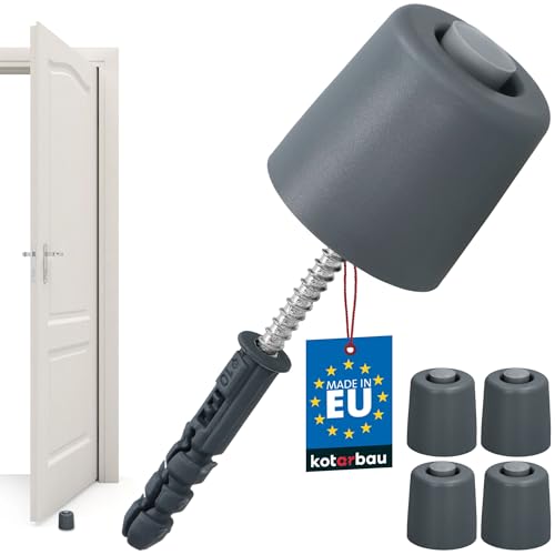 KOTARBAU® 4er Set Türstopper Boden zum Schrauben - 43 mm - Grau - Bodentürstopper - Bodenmontage - Türstopper - aus Gummi von KOTARBAU