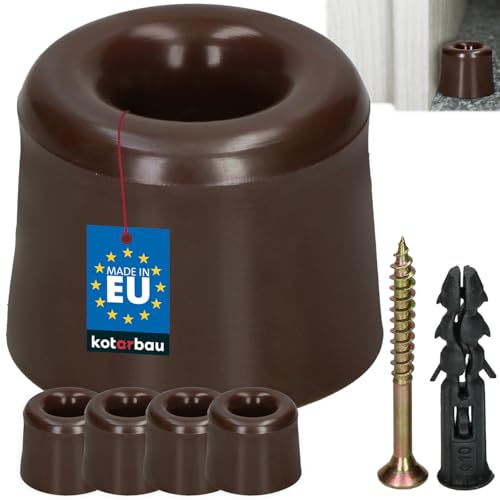 KOTARBAU® 4er Set Türstopper Boden zum Schrauben - Braun - 27 mm - Bodentürstopper - Bodenmontage - Türstopper - aus Gummi von KOTARBAU