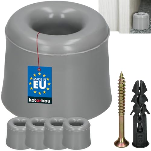 KOTARBAU® 4er Set Türstopper Boden zum Schrauben - Grau - 27 mm - Bodentürstopper - Bodenmontage - Türstopper - aus Gummi von KOTARBAU