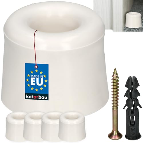 KOTARBAU® 4er Set Türstopper Boden zum Schrauben - Weiß - 27 mm - Bodentürstopper - Bodenmontage - Türstopper - aus Gummi von KOTARBAU