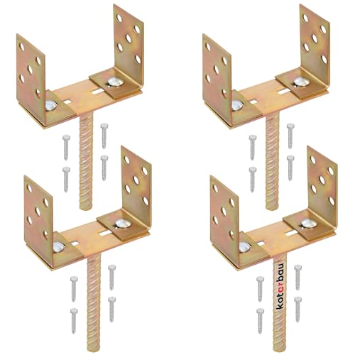 KOTARBAU® 4er Set U-Pfostenträger 0-160 mm Breitverstellbar Stange 200 mm Verzinkt Stahl Pfostenträger Verstellbar Betonanker für Holzpfosten Einbetonieren Pfostenträger zum Einbetonieren Pfostenanker von KOTARBAU