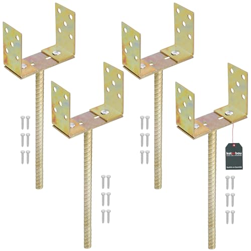 KOTARBAU® 4er Set U-Pfostenträger 0-160 mm Breitverstellbar Stange 400 mm Verzinkt Stahl Pfostenträger Verstellbar Betonanker für Holzpfosten Einbetonieren Pfostenträger zum Einbetonieren Pfostenanker von KOTARBAU