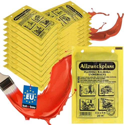KOTARBAU® 50er Set Abdeckfolie 4x5m Stark Staubschutzfolie Plastikplane Baufolie Allzweck-Folie Malerplane Malerfolie für Renovierung und Umzug von KOTARBAU
