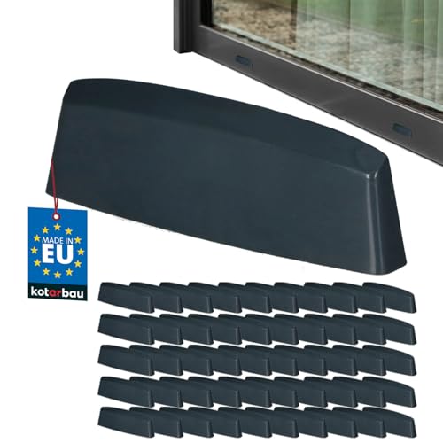 KOTARBAU® 50er Set Wasserschlitzkappen - Fensterabflusslochkappen - 36 mm - ASA-Kunststoff - Anthrazit - Fensterentwässerung - Entwässerung - Fenster PVC - Schutz - Abdeckung von KOTARBAU
