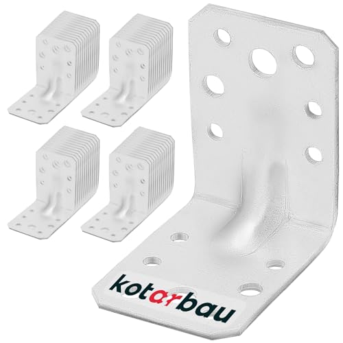 KOTARBAU® 50er Set Winkel Winkelverbinder 60x60x45 mm Schwerlastwinkel aus feuerverzinkter Stahl Eckwinkel mit Sicke Blechwinkel Metallwinkel 90 Grad Stahlwinkel Winkelprofil Bauwinkel Stuhlwinkel von KOTARBAU