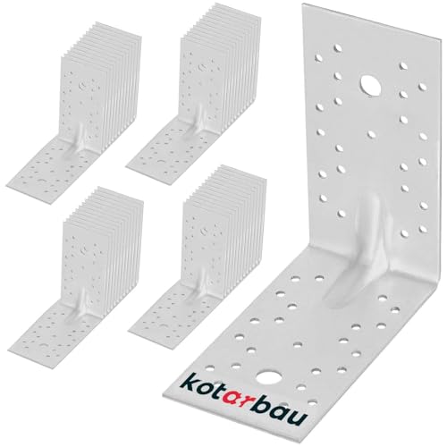 KOTARBAU® 50er Set Winkelverbinder - 150 x 150 x 80 mm - verzinkter Stahl - mit Sicke - Metallwinkel 90 Grad - Silber - Holzverbinder - Schwerlastwinkel - Holzwinkelverbinder von KOTARBAU