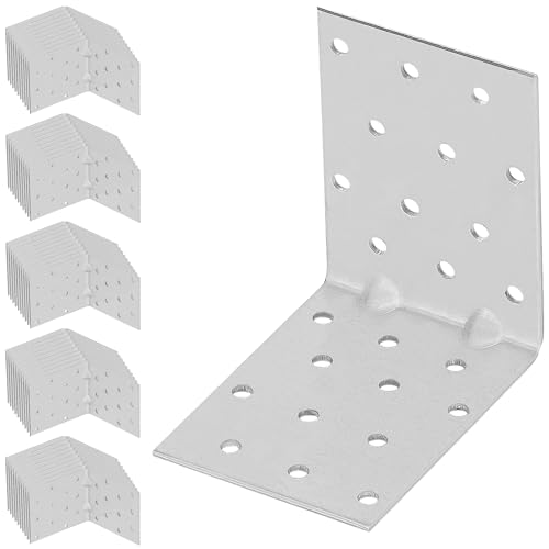 KOTARBAU® 50er Set Winkelverbinder - 80 x 80 x 60 mm - verzinkter Stahl - mit Sicke - Metallwinkel 90 Grad - Silber - Holzverbinder - Schwerlastwinkel - Holzwinkelverbinder von KOTARBAU