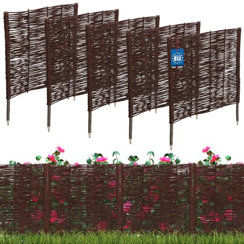 KOTARBAU® 5er Set Beetbegrenzung aus Weide 60 x 60 cm Weidengeflecht Garten Beeteinfassung für Blumen und Gemüse Rasenkanten von KOTARBAU