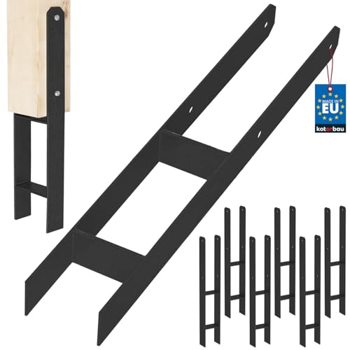 KOTARBAU® 6 Stk. H-Pfostenträger zum Einbetonieren 90 mm/600mm aus verzinkter pulverbeschichteter Stahl Schwarz Pfostenanker Balkenschuhe Stützenfuß Pfostenschuh mit Betonanker Stahlträger Stahlanker von KOTARBAU