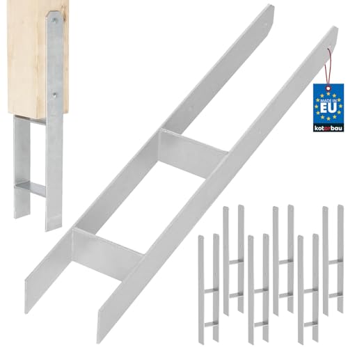 KOTARBAU® 6 Stk. H-Pfostenträger zum Einbetonieren 90 mm / 600 mm H-Anker aus galvanisch verzinkter Stahl Silber Pfostenanker Balkenschuhe Stützenfuß Pfostenschuh mit Betonanker Stahlträger Stahlanker von KOTARBAU