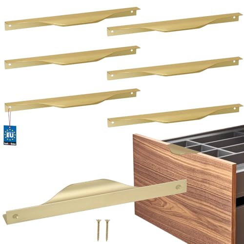 KOTARBAU® 6er Set Möbelgriff Möbelgriffe Schrankgriffe 192/212 mm ZnAl Küchengriffe Gold Griffe Möbel Türgriff Profilgriff Türgriffe Küche Schubladengriffe Griffe für Küchenschränke Modern von KOTARBAU