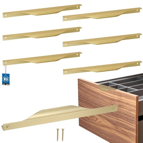 KOTARBAU® 6er Set Möbelgriff Möbelgriffe Schrankgriffe 256/276 mm ZnAl Küchengriffe Gold Griffe Möbel Türgriff Profilgriff Türgriffe Küche Schubladengriffe Griffe für Küchenschränke Modern von KOTARBAU