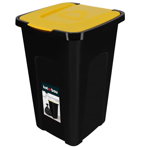 KOTARBAU® Abfalleimer 50l Mülltrennung Deckel in Gelb Polyethylen Mülltonne 50l Abfalltonne mit Deckel Eimer 50l mit Deckel Mülltonne groß Eimer 50 Liter von KOTARBAU