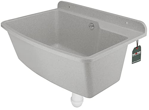 KOTARBAU® Ausgussbecken aus Polystyrol 61 x 44 x 23 cm Grau Siphon Waschbecken Spülbecken mit Stöpsel Montageset Ablaufgarnitur und Schrauben Waschküche Möbel Spülbecken Küche von KOTARBAU