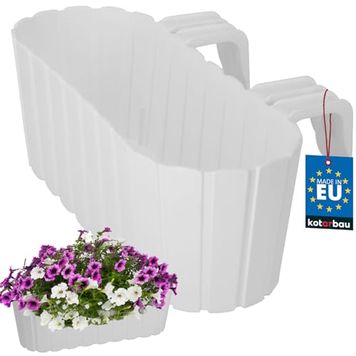 KOTARBAU® Blumentopf 40 x 15 x 15 cm Weiß PVC Blumenkasten Balkongeländer für Balkon mit Halterung Pflanzkübel Außen Balkongeländer Hochbeet Balkon Blumentopf Balkonblumentopf Blumentöpfe von KOTARBAU
