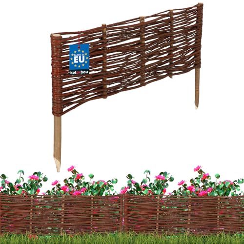 KOTARBAU® Beetbegrenzung Weidenzaun 60 x 20 cm Zaun Beeteinfassung Beet Beetumrandung Steckzaun Rasenkante Weide Beeteinfassung Gartenzaun Zum Stecken Flexible Weidengeflecht von KOTARBAU
