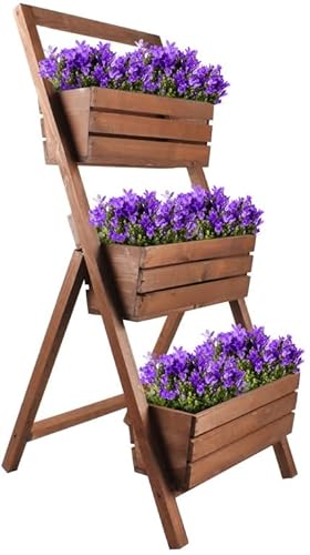 KOTARBAU® Blumenetagere Blumentreppe 3 Etagen für Pflanzen Blumenregal innen & außen Holz 46x58x105 cm Braun von KOTARBAU