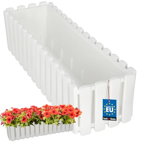 KOTARBAU® Blumenkasten - Blumentopf - 58x18x16 cm - Weiß - Kunststoff - Pflanzkasten - Balkonkasten - Pflanzkübel Rechteckig - Übertopf Groß - Blumenkasten Balkon von KOTARBAU