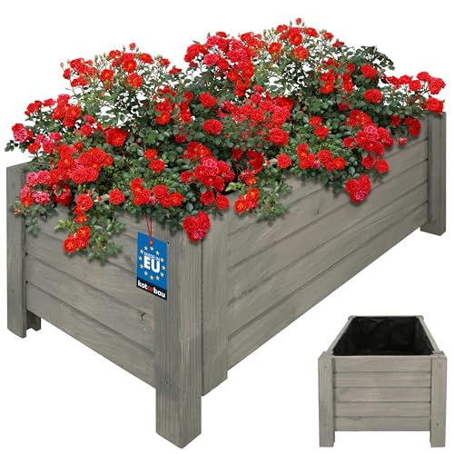 KOTARBAU® Blumenkasten Holz für draußen Pflanzkasten lang 79cm Breite 39cm Anthrazit Pflanzkübel Holz Outdoor Blumenkiste für Terrasse & Balkon Blumenkasten Holzoptik Kräuterkiste von KOTARBAU