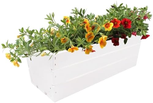 KOTARBAU® Blumenkasten Kräuterkasten aus Holz Langer Balkon-Blumenkasten 400x180x150 mm Weiß von KOTARBAU