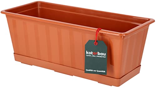 KOTARBAU® Blumenkasten mit Schalle Terrakotta 40 x 18 x 15 cm Pflanzkasten von KOTARBAU