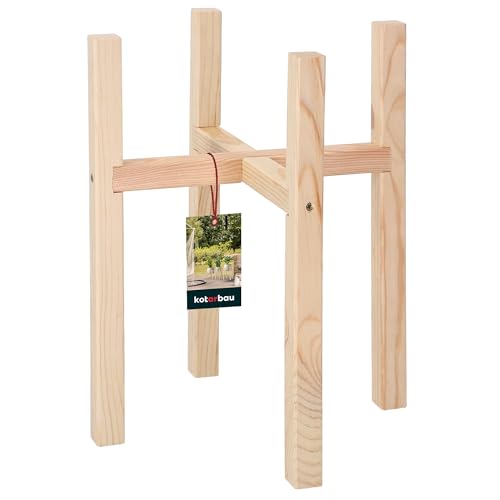 KOTARBAU® Blumenständer Holz natural Kreuz 29 x 29 x 38 cm Pflanzenständer Holz Blumenständer Plant Stand Blumentopfständer für innen Blumentopfregal Blumentopf Ständer Holz von KOTARBAU