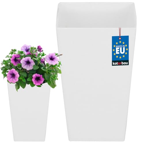 KOTARBAU® Blumentopf 125x125x200mm Quadratisch mit Innentopf Mattweiß von KOTARBAU