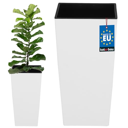 KOTARBAU® Blumentopf 220x220x420mm Quadratisch mit Innentopf Mattweiß von KOTARBAU