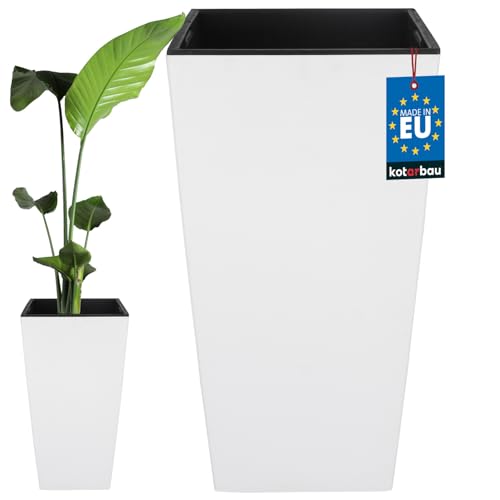 KOTARBAU® Blumentopf 400x400x750mm Quadratisch mit Innentopf Mattweiß von KOTARBAU
