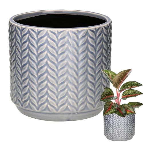 KOTARBAU® Blumentopf Blau Keramik rund ⌀ 12 cm Höhe 12,5 cm Glasierte Keramik 1 St. Blumenübertopf groß Übertopf Keramik Pflanztopf Keramik Blumentopf Keramik Pflanzkübel Keramik von KOTARBAU