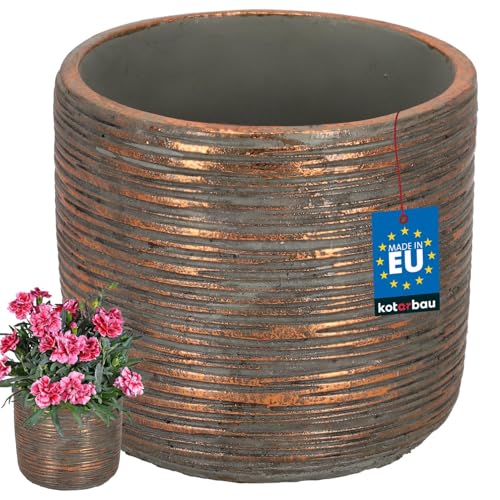KOTARBAU® Blumentopf Groß - Pflanzkübel - ⌀ 12 cm H: 13 cm - Keramik - Kupfer - Pflanztopf - Orchideentopf - Design - Stilvoll - Blumenübertopf - Außen von KOTARBAU