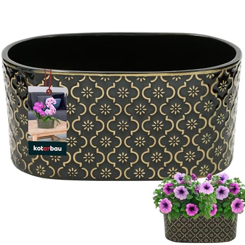 KOTARBAU® Blumentopf länglich innen Glasierte Keramik 13 x 25 cm H 12 cm Dunkelgrün ovale Kräutertöpfe Fensterbank Blumenkasten innen Pflanzschale oval Blumenkasten Indoor Kräutertopf von KOTARBAU