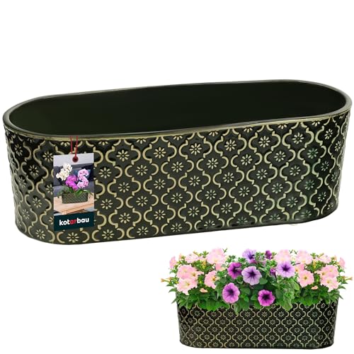 KOTARBAU® Blumentopf länglich innen Glasierte Keramik 13 x 37 cm H 12 cm Dunkelgrün ovale Kräutertöpfe Fensterbank Blumenkasten innen Pflanzschale oval Blumenkasten Indoor Kräutertopf von KOTARBAU