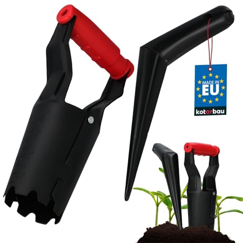 KOTARBAU® Blumenzwiebel Pflanzer - 23 cm - Blumenzwiebelpflanzer - Pikierstab - pulverbeschichteter Stahl - Pflanzhilfe - zum Setzen von Blumenzwiebeln - Schwarz - Gartenzubehör - Pflanzlochbohrer von KOTARBAU