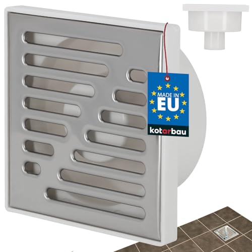 KOTARBAU® Bodenablauf 50 mm Abflussgitter Edelstahl quadratischer Duschrinne Duschablauf Bodenrinne Weiß 150 x 150 mm von KOTARBAU