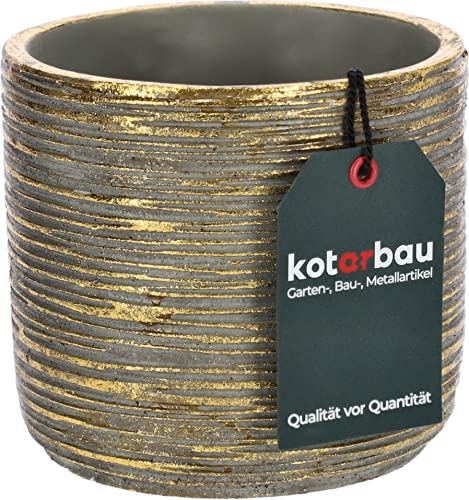 KOTARBAU® Dekorativer Keramik-Blumentopf Rund Ethno Rustikal Gold ⌀ 12 cm von KOTARBAU